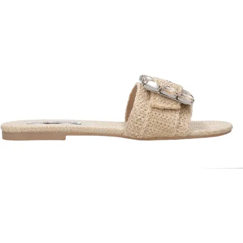 Raffia Getaway Muster Sandalen mit Schnalle , Damen, Größe: 38 1/2 EU - Steve Madden - Modalova