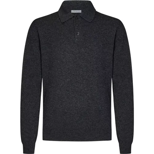 Grauer Cashmere Strick Poloshirt , Herren, Größe: 2XL - Malo - Modalova