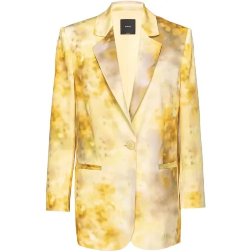 Verblasster Blumen Satin Blazer , Damen, Größe: S - pinko - Modalova