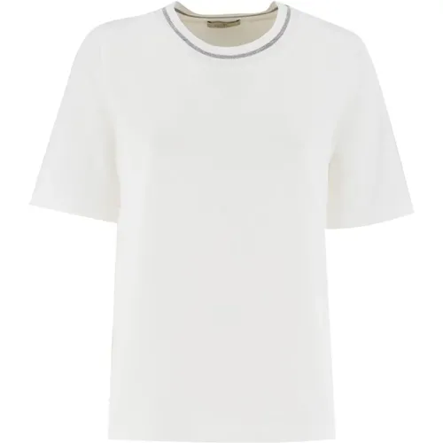 Weiße T-Shirt mit geripptem Kragen - Panicale - Modalova