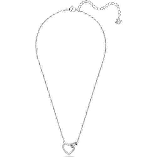 Schöne Herz Halskette, Silber-Weiß - Swarovski - Modalova