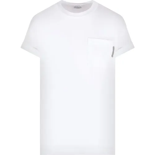 Weiße T-Shirts und Polos mit kurzen Ärmeln , Damen, Größe: S - BRUNELLO CUCINELLI - Modalova