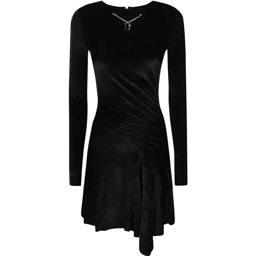 Velvet Dress with Logo Detail , female, Sizes: L - Dsquared2 - Modalova