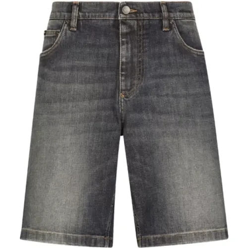 Blaue Stretch Denim Kurze Jeans , Herren, Größe: L - Dolce & Gabbana - Modalova