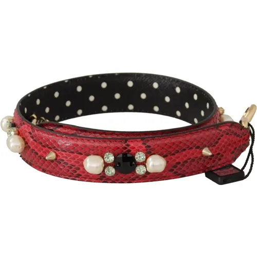 Elegant Red Python Leather Shoulder Strap , female, Sizes: ONE SIZE - Dolce & Gabbana - Modalova