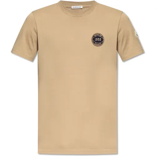 T-shirt with logo patch , male, Sizes: XL, L, M - Moncler - Modalova