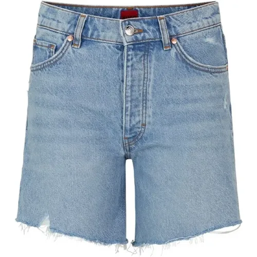 Kurze Sommer Shorts,Blaue Denim Trendige Shorts mit Fransensaum - Hugo Boss - Modalova