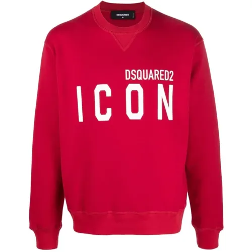 Iconisches Rundhals-Sweatshirt in Rot , Herren, Größe: L - Dsquared2 - Modalova