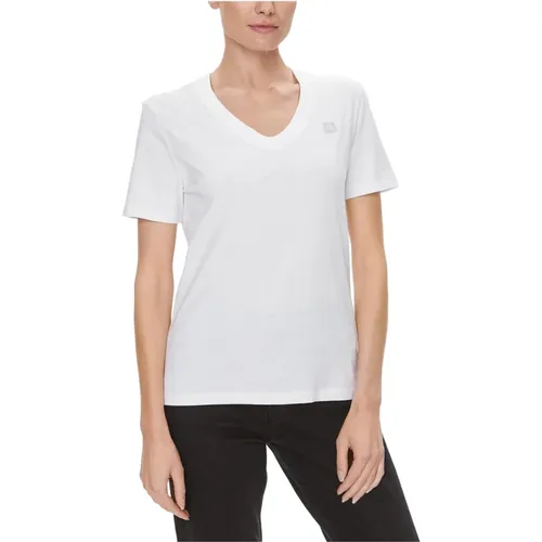 Cotton V-Neck T-Shirt , female, Sizes: XS, S, XL, L, M - Calvin Klein Jeans - Modalova