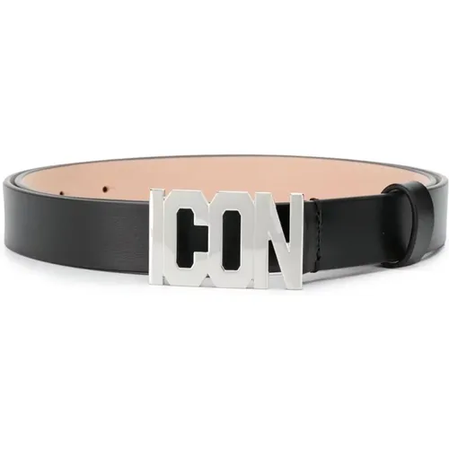 Leather Belt with Silver-Tone Buckle , female, Sizes: 90 CM, 80 CM, 85 CM, 95 CM - Dsquared2 - Modalova