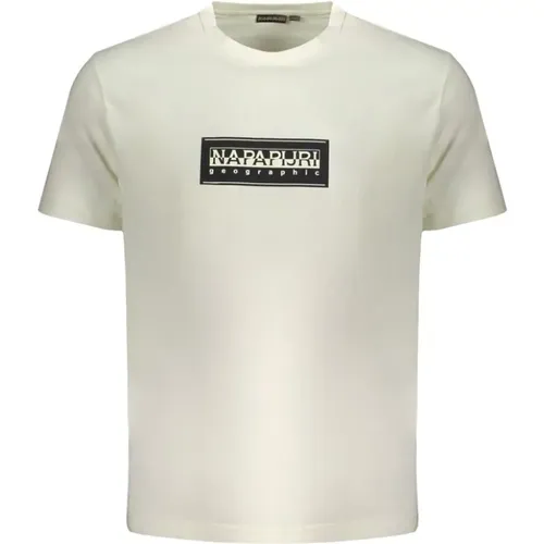 Baumwoll T-Shirt | Weiß | Sku: Na-31620-S , Herren, Größe: L - Napapijri - Modalova