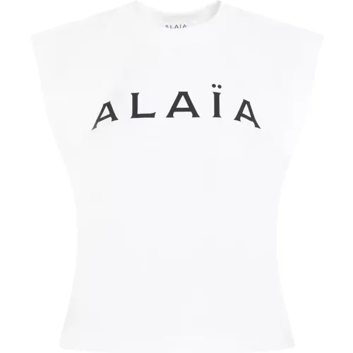 Cotton Logo T-Shirt , female, Sizes: S, XS - Alaïa - Modalova