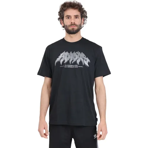 Flames Concert Schwarzes T-Shirt , Herren, Größe: 2XL - adidas Originals - Modalova