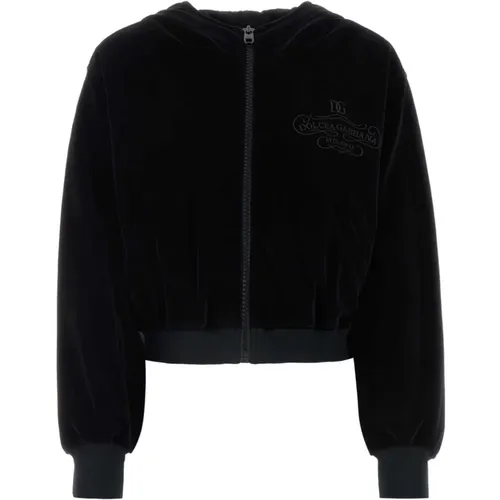 Schwarzer Chenille-Sweatshirt - Dolce & Gabbana - Modalova