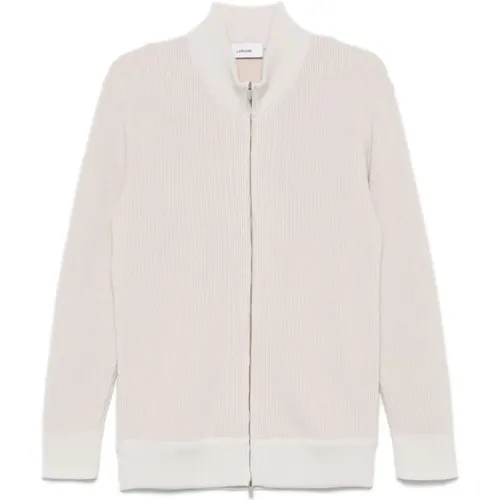 Ivory Gerippter Strick-Cardigan Pullover - Lardini - Modalova