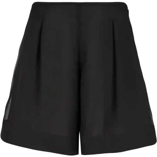 Schwarze Seidenorganza Plissierte Shorts , Damen, Größe: XS - Emporio Armani - Modalova