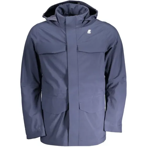 Blaue Polyesterjacke mit Abnehmbarer Kapuze , Herren, Größe: XL - K-way - Modalova