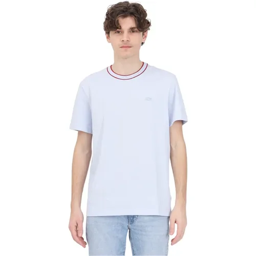 Hellblaues T-Shirt mit Patch-Logo , Herren, Größe: M - Lacoste - Modalova