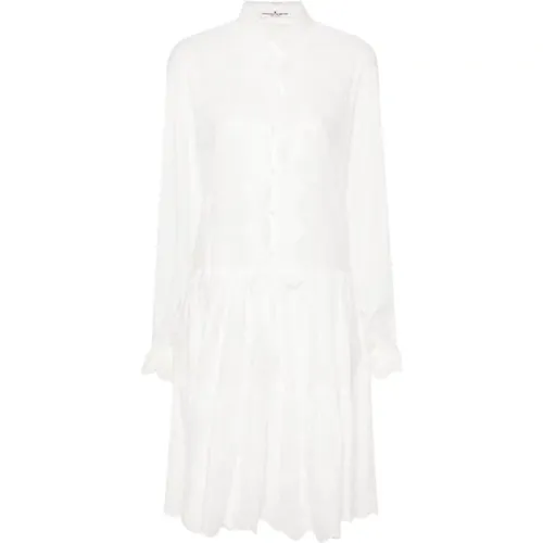 Shirt Dresses,Weiße Baumwoll-Midi-Hemd-Kleid - Ermanno Scervino - Modalova