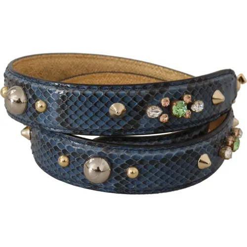 Blauer exotischer Lederkristallriemen - Dolce & Gabbana - Modalova