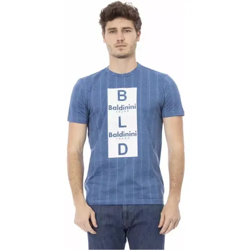 Elegantes Blaues Baumwoll-T-Shirt - Baldinini - Modalova