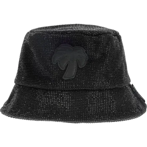 Schwarzer Strass Bucket Hut - Palm Angels - Modalova