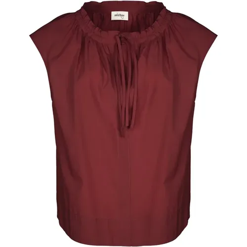 Bordeaux Popeline Bluse mit Tropfen-Ausschnitt , Damen, Größe: XL - Ottod'Ame - Modalova