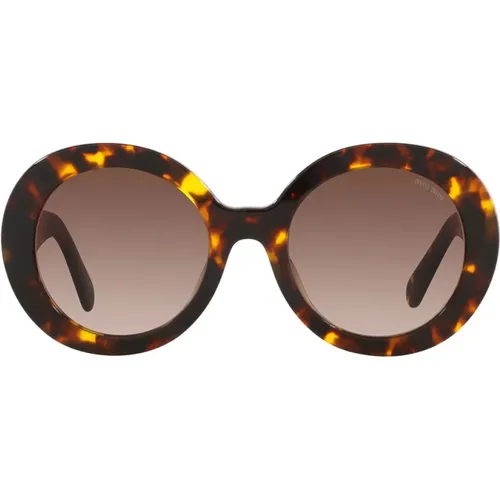Round Sunglasses with Gradient Lenses and Gold Logo , female, Sizes: 54 MM - Miu Miu - Modalova