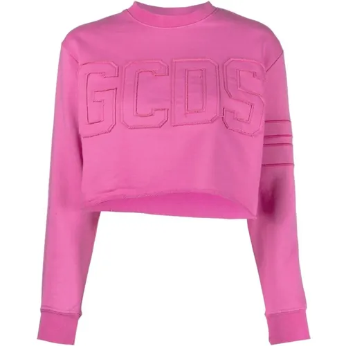Band logo crop sweatshirt , female, Sizes: L - Gcds - Modalova
