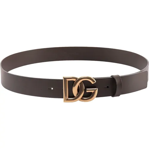Leather Logoed Belt Aw23 , male, Sizes: 95 CM - Dolce & Gabbana - Modalova