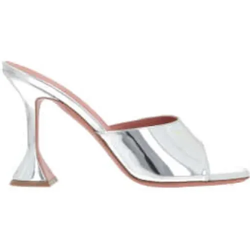 Silver Laminate Leather Sandals , female, Sizes: 7 UK - Amina Muaddi - Modalova