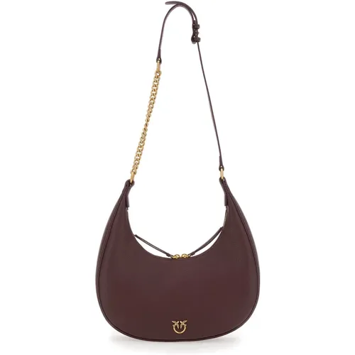 Braune Klassische Leder Hobo Tasche - pinko - Modalova