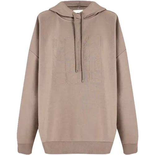 Grau Beige Sportlicher Stil Pullover mit Logo Relief , Damen, Größe: M - Max Mara - Modalova