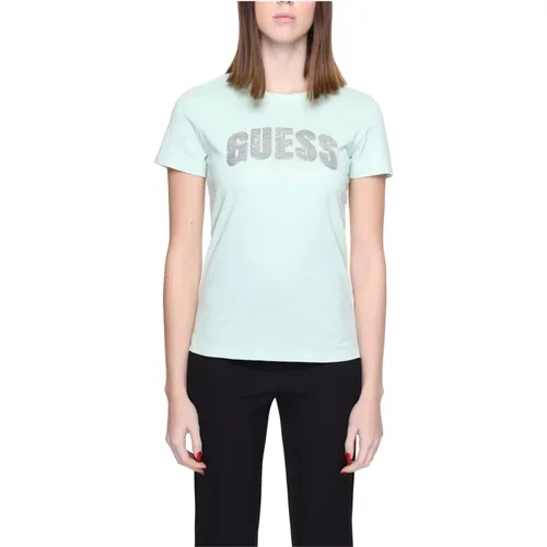 Printed Round Neck T-Shirt in Light , female, Sizes: M, XS - Guess - Modalova