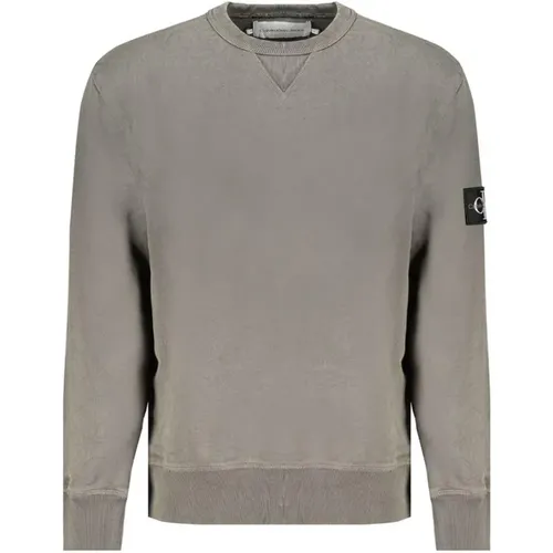 Logo Rundhals-Sweatshirt Gebürstete Oberfläche , Herren, Größe: XL - Calvin Klein - Modalova