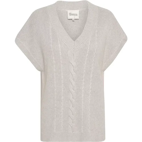 Light Grey Melange Knit Vest , female, Sizes: L - My Essential Wardrobe - Modalova