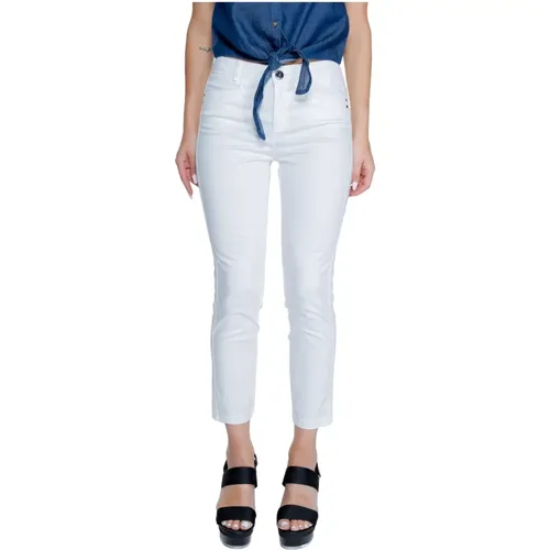 Weiße schlichte Hose mit Reißverschluss , Damen, Größe: S - Street One - Modalova