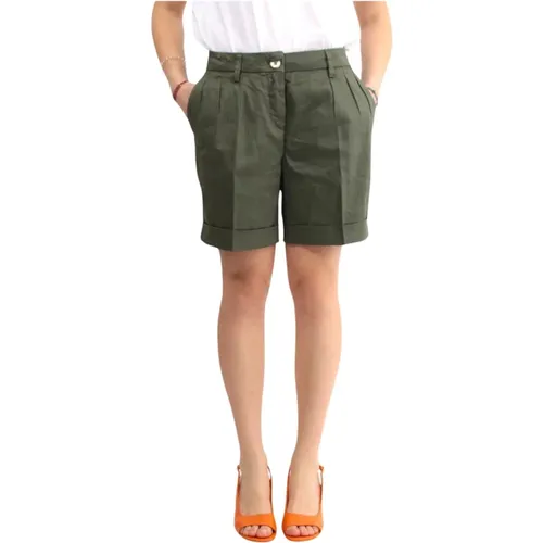 Grüne Leinen Bermuda Shorts , Damen, Größe: W25 - Re-Hash - Modalova