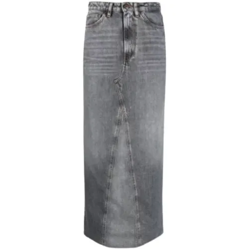 Grey Denim Skirt - High Waist, Ankle Length, Classic Pockets , female, Sizes: W30 - 3X1 - Modalova