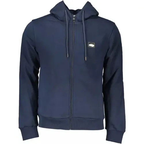 Blauer Kapuzenreißverschluss-Sweatshirt Stilvoller Komfort , Herren, Größe: XL - Cavalli Class - Modalova