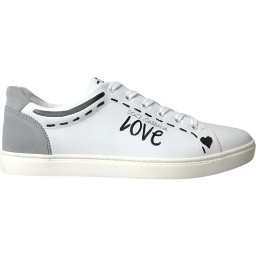 Weiß Graue Leder Love Milano Sneakers , Herren, Größe: 39 1/2 EU - Dolce & Gabbana - Modalova