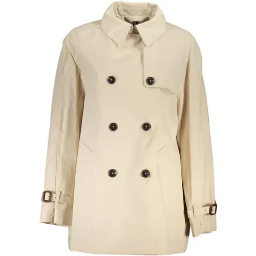 Beiger Baumwolltrenchcoat mit Taschen , Damen, Größe: L - Tommy Hilfiger - Modalova