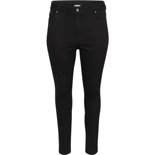 Slim-fit Flora Long Schwarze Denim Jeans , Damen, Größe: 3XL - Kaffe Curve - Modalova