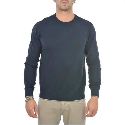 Blauer Pullover mit Kleinem Logo , Herren, Größe: M - Emporio Armani - Modalova