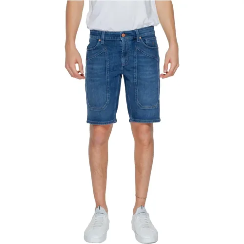 Blaue Plain Shorts mit Reißverschluss , Herren, Größe: W28 - Jeckerson - Modalova