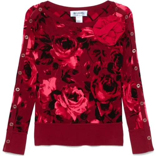 Enchanted Roses Knit Sweater , female, Sizes: S, L, M - Blugirl - Modalova