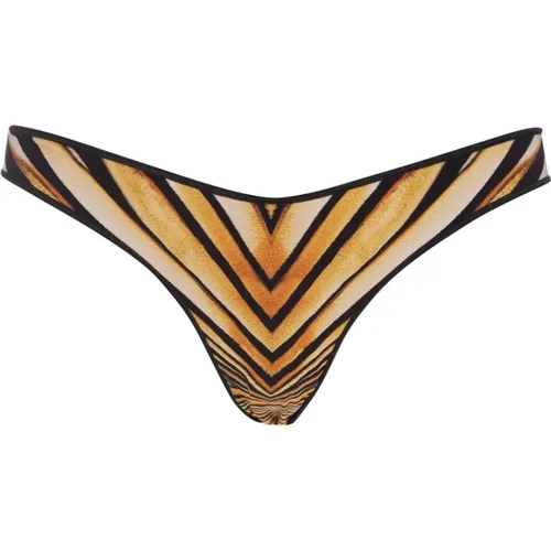 Golden Sea Bikini Bottom Ray Of Gold , female, Sizes: L, S, M - Roberto Cavalli - Modalova