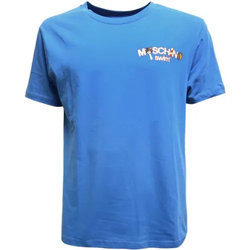 Blaues Grafik Logo T-shirt mit Gelato-Druck - Moschino - Modalova