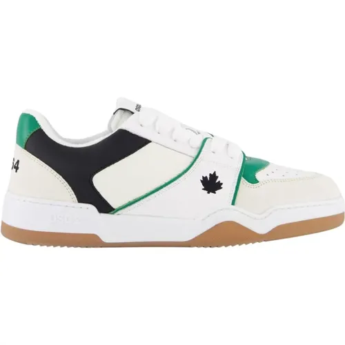 Men's Spike Sneakers White/Green , male, Sizes: 11 UK, 10 UK, 8 UK - Dsquared2 - Modalova