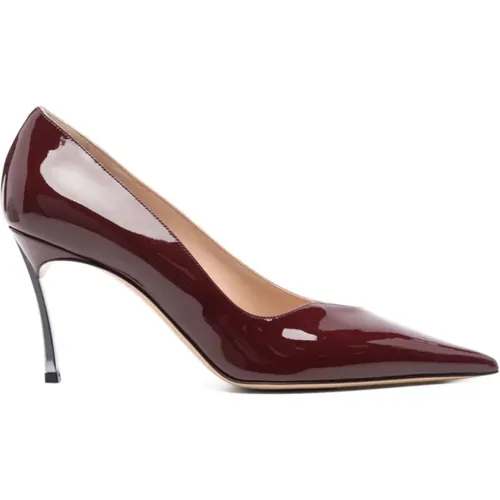 Bordeaux Rotes Lackleder Stiletto-Absatz , Damen, Größe: 38 1/2 EU - Casadei - Modalova